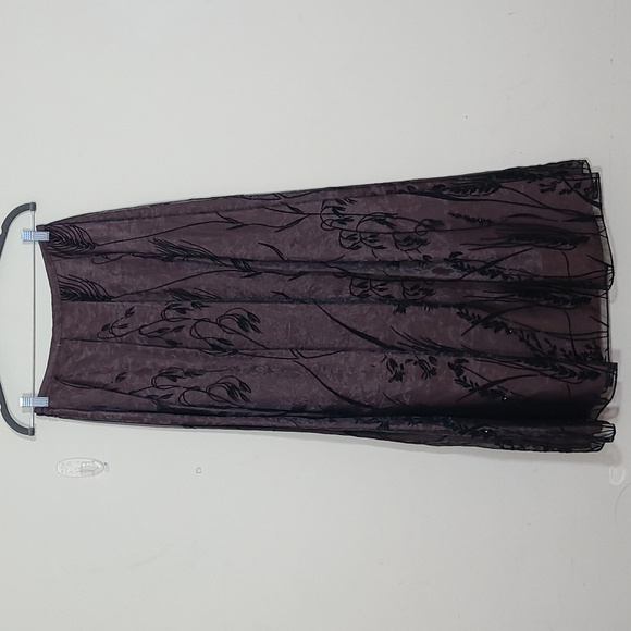David Meister Embroidered Beaded Brown/Black  Maxi Skirt Size 6 - Picture 4 of 9